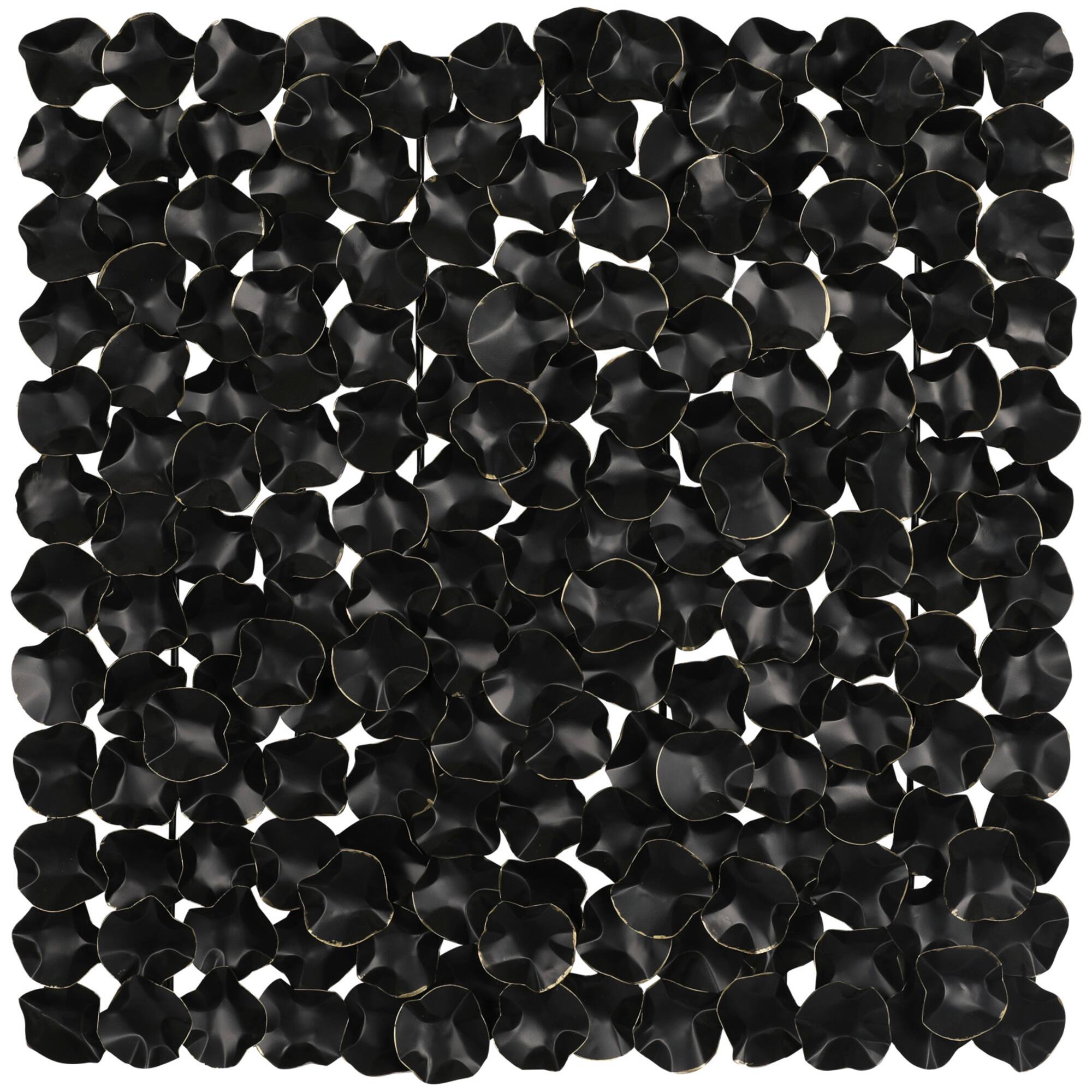Black Metal Overlapping Folded Circle Abstract Wall Decor with Gold Accents